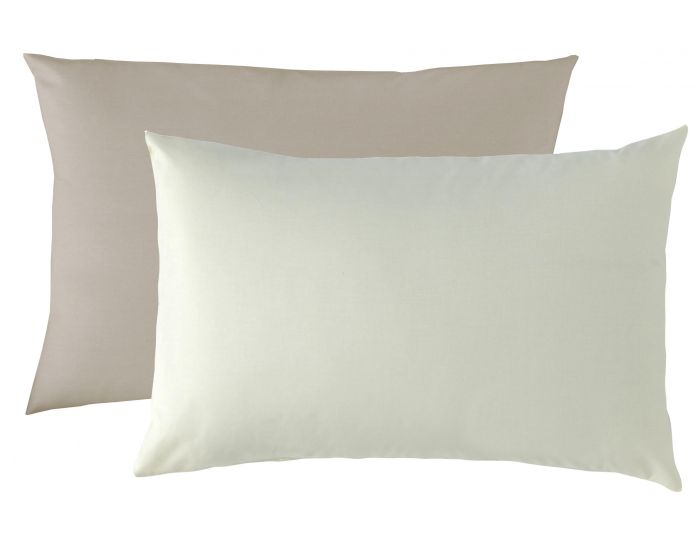 P'TIT BASILE Taie d'oreiller Bicolore Ecru-taupe - 40x60 cm - Chouette (1)