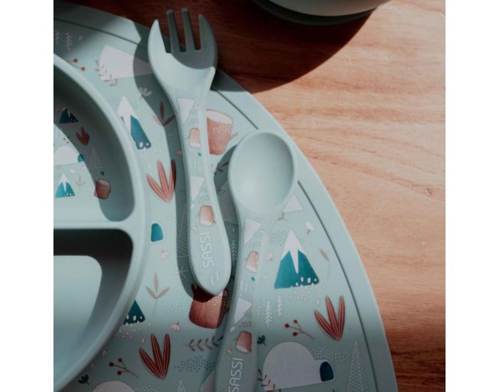 SASSI JUNIOR Set Fourchette et Cuill�re en Silicone - Animaux (1)