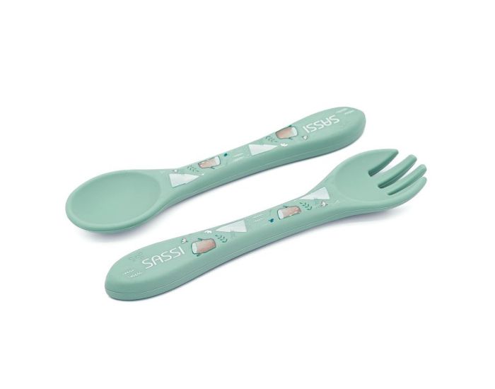 SASSI JUNIOR Set Fourchette et Cuill�re en Silicone - Animaux (4)