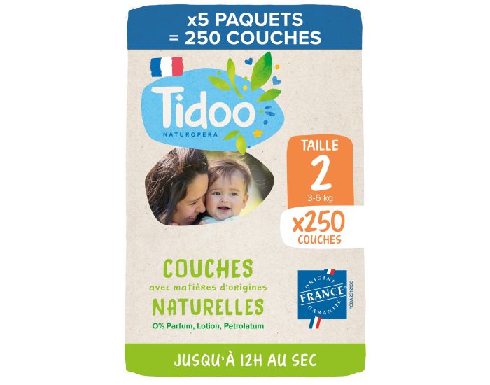 TIDOO Lot de Couches �cologiques Nature Pack Economique Nature T1 � 6 (1)