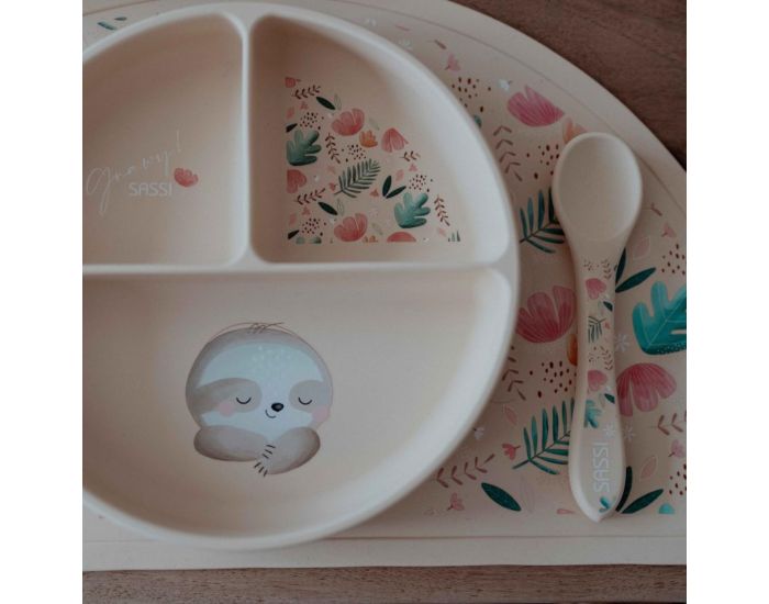 SASSI JUNIOR Assiette Compartiment�e en Silicone avec Ventouse - Animaux (3)
