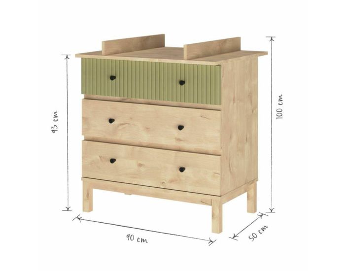 AKITEN RETAIL Commode � Langer - 3 Tiroirs - Kiwi Bois (3)