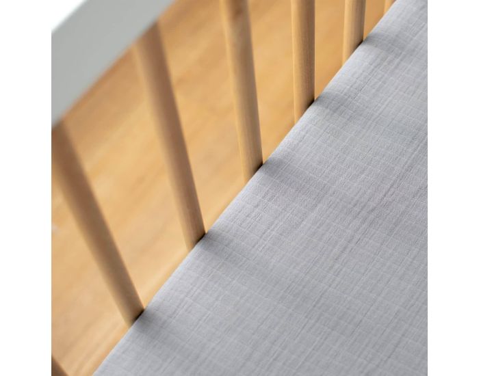 SEVIRA KIDS Drap Housse en Gaze de Coton - � Carreaux - Gris Clair (1)