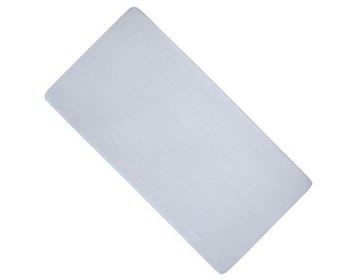 SEVIRA KIDS Drap Housse en Gaze de Coton - � Carreaux - Gris Clair (2)