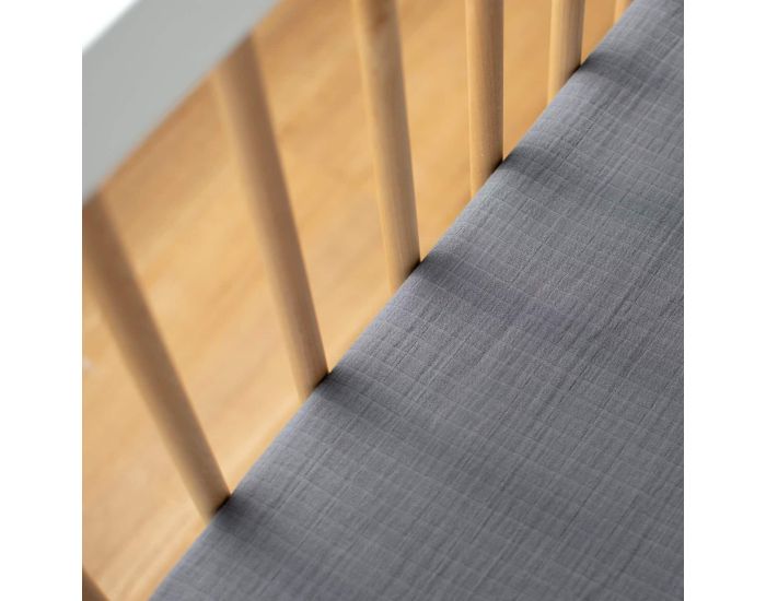 SEVIRA KIDS Drap Housse en Gaze de Coton - � Carreaux - Gris (1)