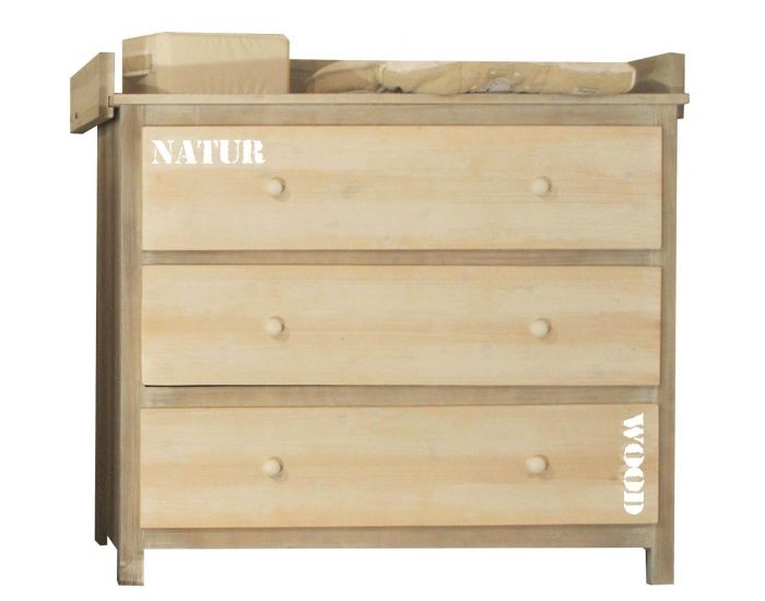 LA CABANE DE CALYS Commode 3 tiroirs + Plan  langer - Natur Wood (1)
