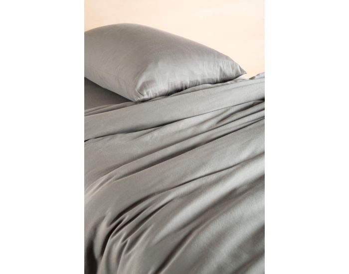 KADOLIS Housse de Couette Pur Coton Bio - Lit 1 Personne - Gris Tourterelle (2)