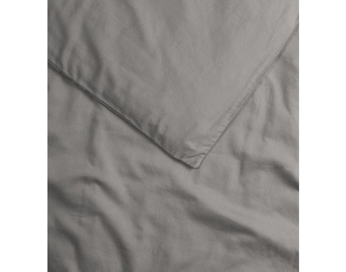KADOLIS Housse de Couette Pur Coton Bio - Lit 1 Personne - Gris Tourterelle (3)