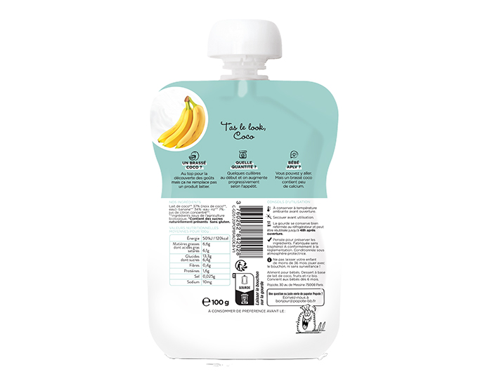 POPOTE Gourde Brass Coco Banane - 100 g - Ds 6 mois (1)