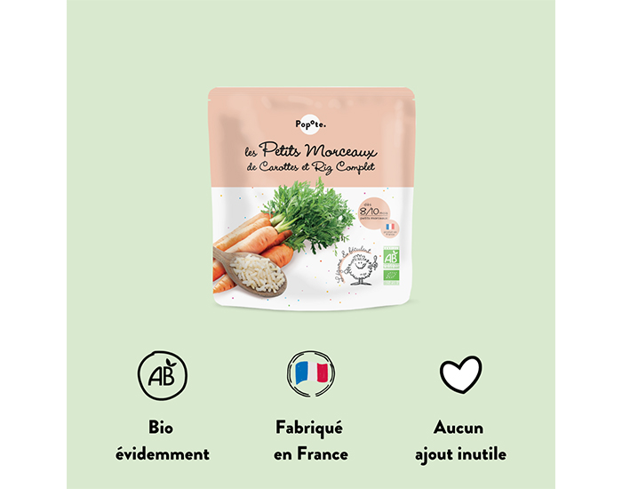 POPOTE Les Petits Morceaux Carottes et Riz Complet - 190 g - Ds 8/10 mois  (2)