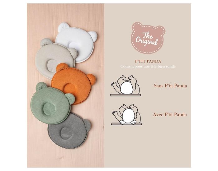 CANDIDE Coussin Cale T�te B�b� P'tit Panda - Gris  (3)