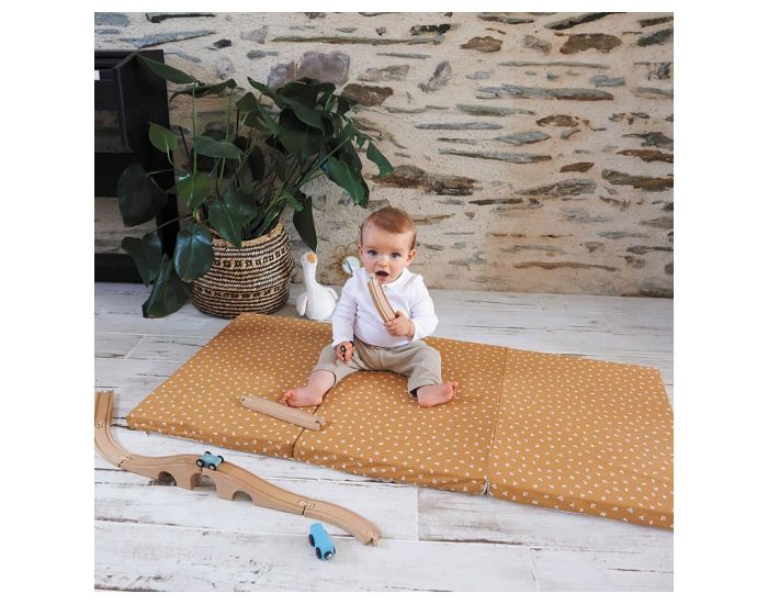 CANDIDE Matelas B�b� Pliant - 3 Parties - Fleuri Camel -  60 x 120 cm  (1)