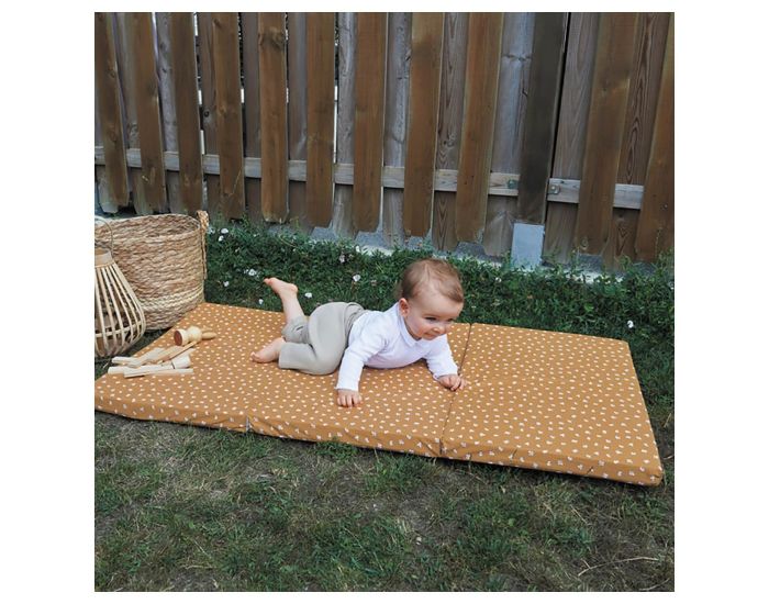 CANDIDE Matelas B�b� Pliant - 3 Parties - Fleuri Camel -  60 x 120 cm  (2)