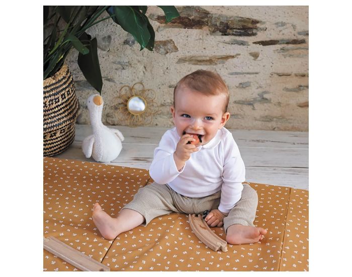 CANDIDE Matelas B�b� Pliant - 3 Parties - Fleuri Camel -  60 x 120 cm  (3)