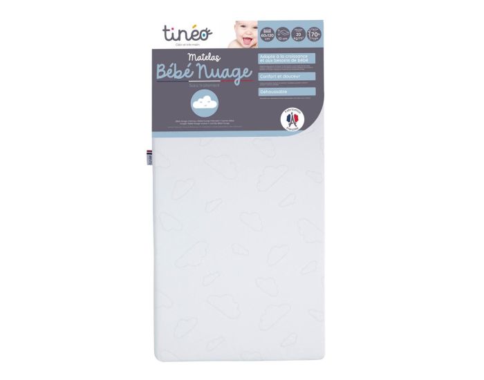 TINEO Matelas B�b� Nuage - Blanc - 60x 120 cm (2)