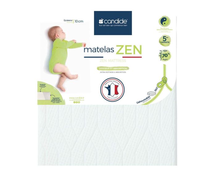 CANDIDE Matelas B�b� Zen - D�houssable 360�  (10)