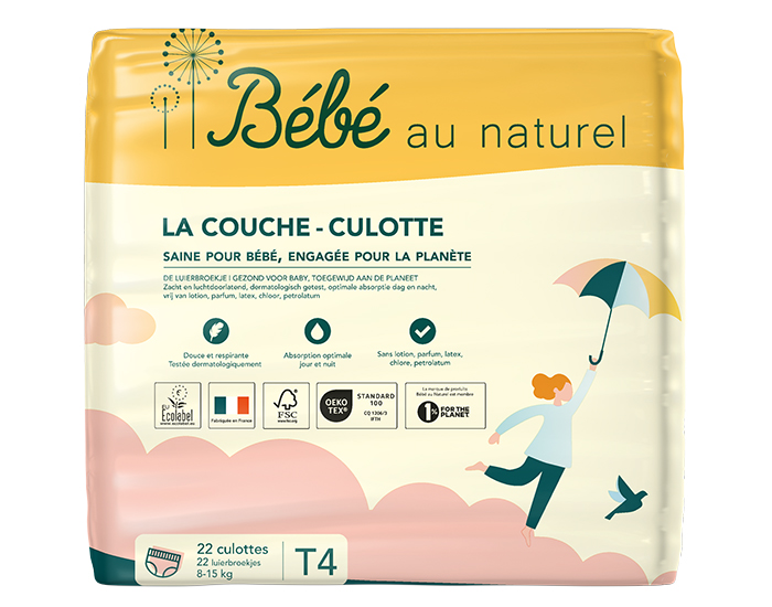 BEBE AU NATUREL La Couche Culotte - Taille 4 / 8-15 kg A l'unit / 22 Couches Culottes (1)