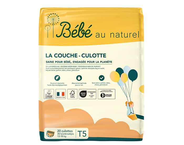 BEBE AU NATUREL La Couche Culotte - Taille 5 / 12-18 kg Lot x2 / 40 Couches Culottes (1)