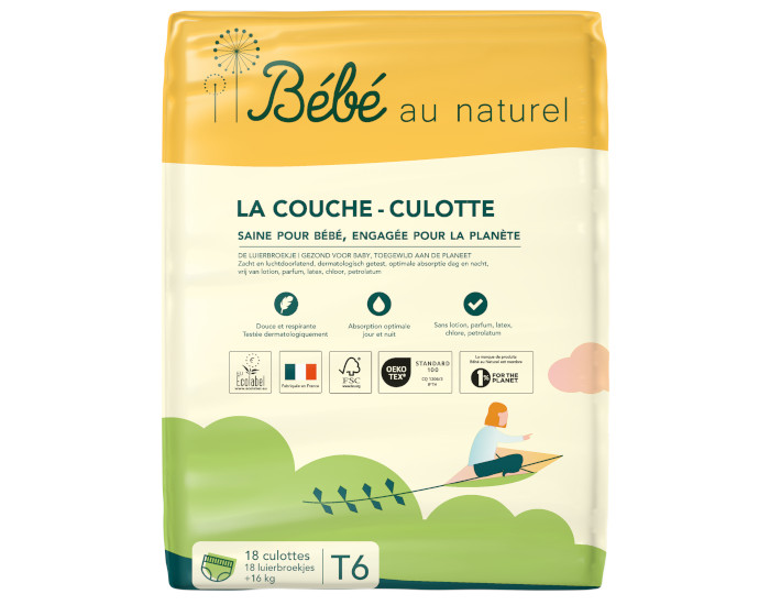 BEBE AU NATUREL La Couche Culotte - Taille 6 / +16 kg A l'unit / 18 Couches Culottes  (1)