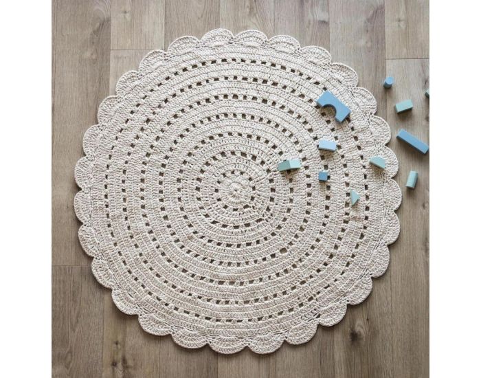 NATTIOT Tapis Coton Crochet - Alma - Ecru - � 150 cm (1)