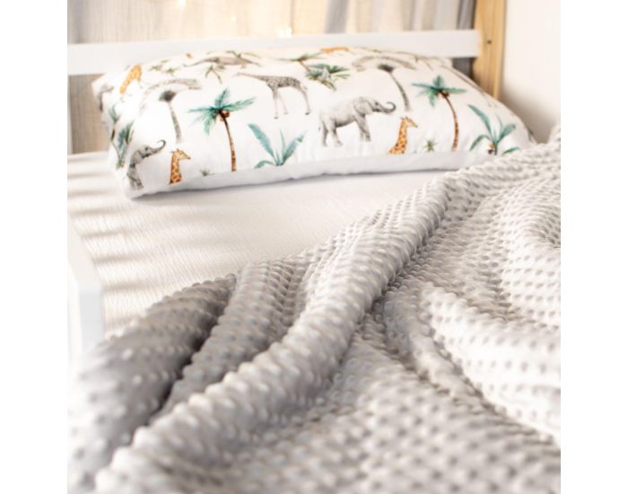 SEVIRA KIDS Grand Plaid, Couverture R�versible en Minky - Safari - Gris Face 1 : 100% coton, Face 2 : velours minky polyester (1)