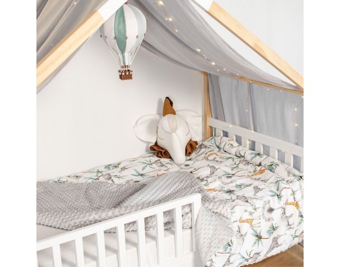 SEVIRA KIDS Grand Plaid, Couverture R�versible en Minky - Safari - Gris Face 1 : 100% coton, Face 2 : velours minky polyester (4)