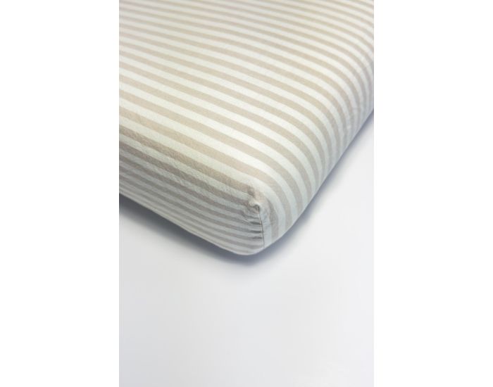KADOLIS Drap Housse Adulte en Percale de Coton Bio - Ray� - Lin (1)