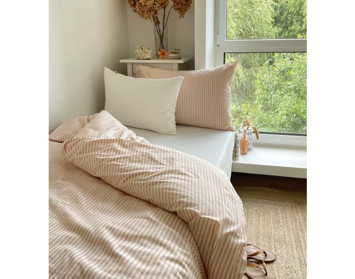 KADOLIS Housse de Couette 1 Personne en Percale de Coton Bio - Ray�  (2)