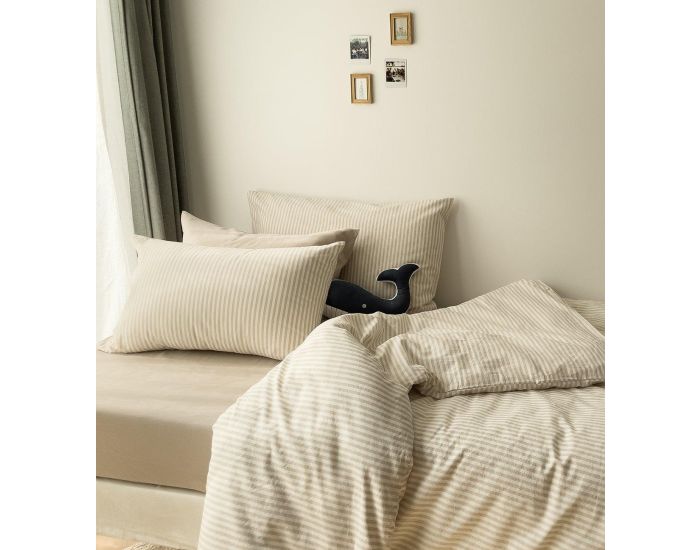 KADOLIS Housse de Couette 1 Personne en Percale de Coton Bio - Ray�  (5)