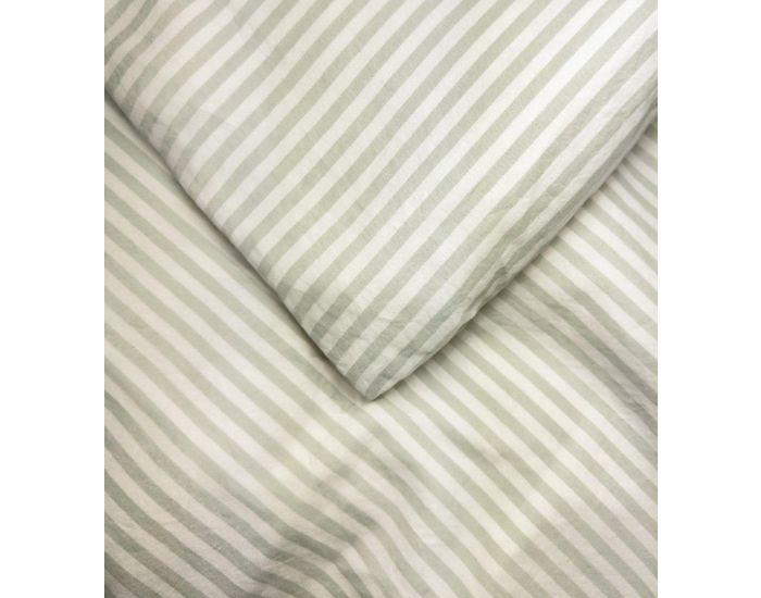 KADOLIS Housse de Couette Adulte en Percale de Coton Bio - Ray - Tilleul (3)