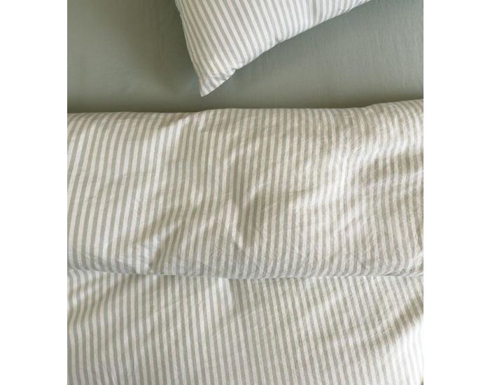 KADOLIS Housse de Couette Adulte en Percale de Coton Bio - Ray - Tilleul (4)