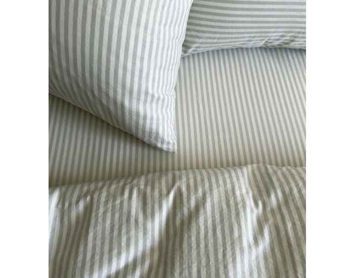 KADOLIS Housse de Couette Adulte en Percale de Coton Bio - Ray - Tilleul (5)