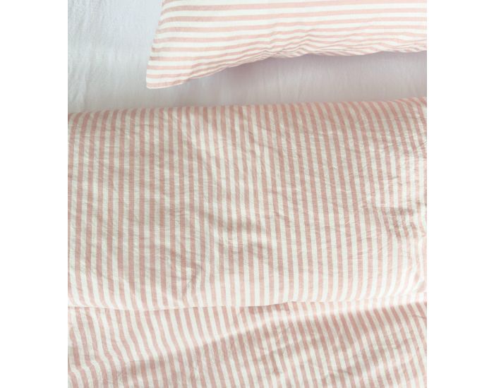 KADOLIS Housse de Couette Adulte en Percale de Coton Bio - Ray� - Peach (4)