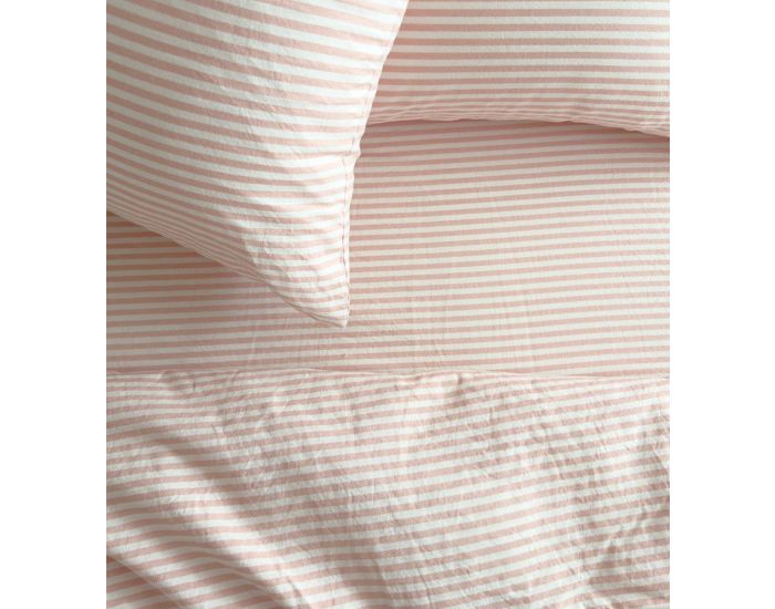 KADOLIS Housse de Couette Adulte en Percale de Coton Bio - Ray� - Peach (5)