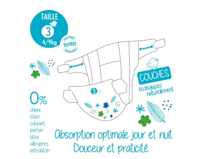 B�B�COUCHES �COLOGIQUES Couches Ecologiques T3 / 4-9kg / 198 couches (1)