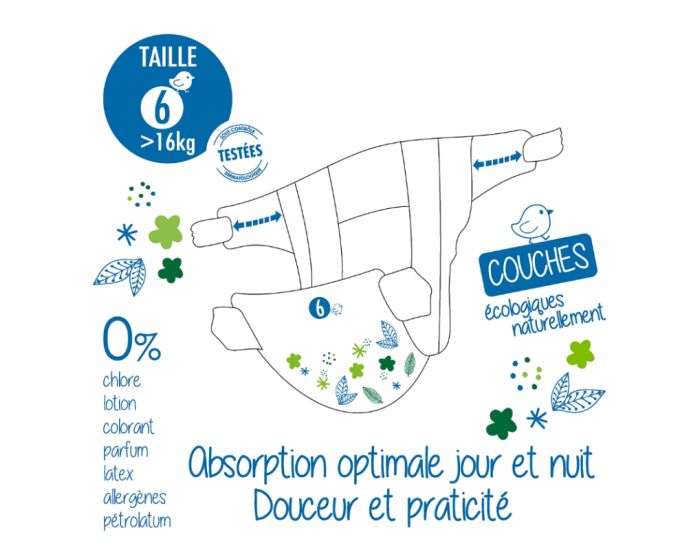 B�B�COUCHES �COLOGIQUES Couches Ecologiques T6 / +16kg / 132 couches (1)