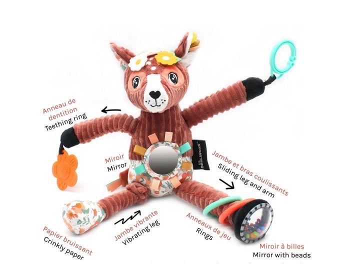 LES DEGLINGOS Peluche d'Activit�s Nomade - M�lim�los la Biche - D�s 12 mois  (1)