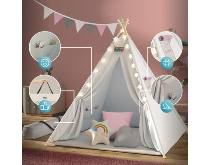 SPIELWERK Tipi pour enfant Cr�me 160x120x120cm (3)