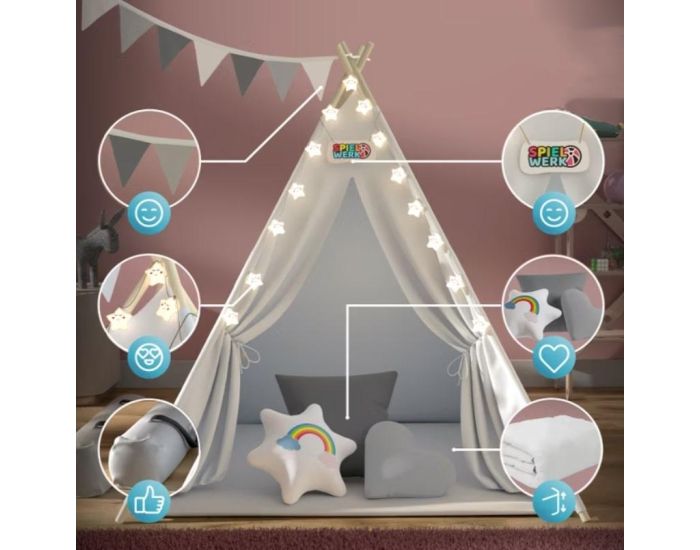 SPIELWERK Tipi pour Enfant - Cr�me - 160 x 120 x 120 cm (1)