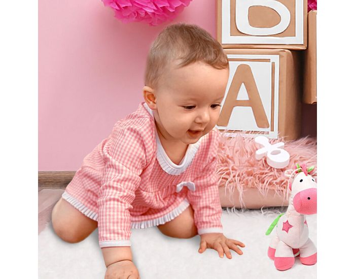 SEVIRA KIDS Robe bb et bandeau en coton bio de 3 mois  2 ans - Impression 3D - Collection Charlot (7)