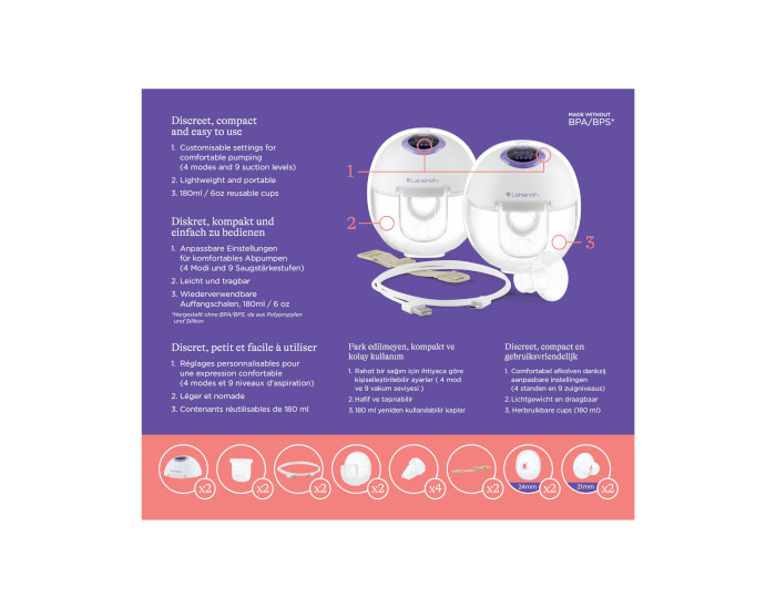 LANSINOH Tire-Lait Mains Libres Double (6)