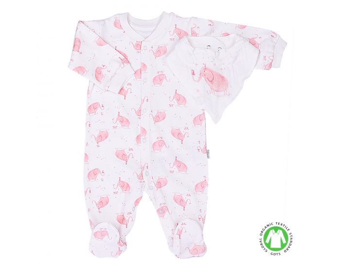 SEVIRA KIDS Kit Dors-Bien + Bandana + Lange - Elphants Roses (1)
