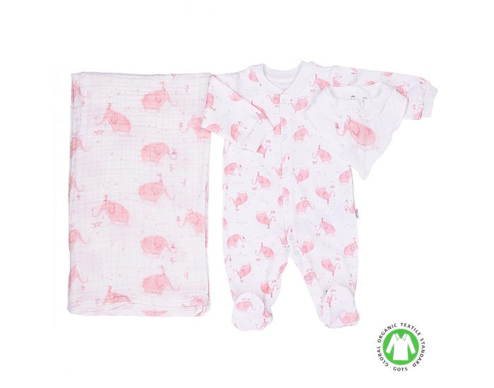 SEVIRA KIDS Kit Dors-Bien + Bandana + Lange - Elphants Roses (7)