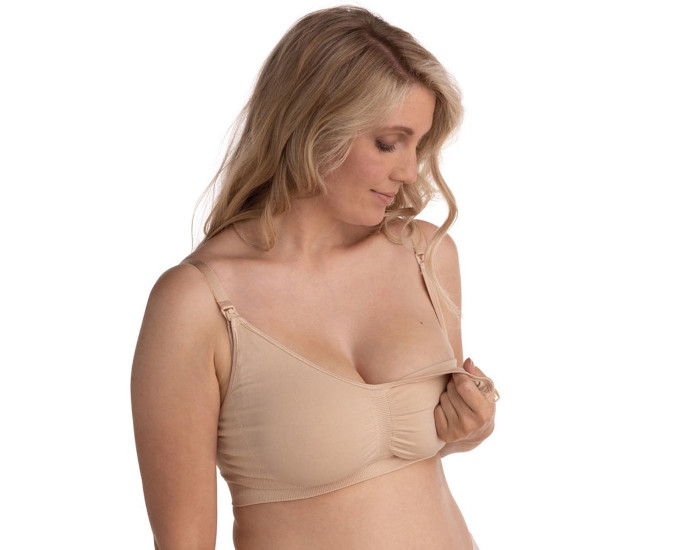 CARRIWELL Lot de 2 Soutien-Gorge Original Grossesse & Allaitement Sans Coutures- Noir & Chair S/M (3)