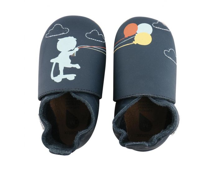 BOBUX Chaussons Bb Soft Soles en cuir - Gris pissenlit imprim (1)