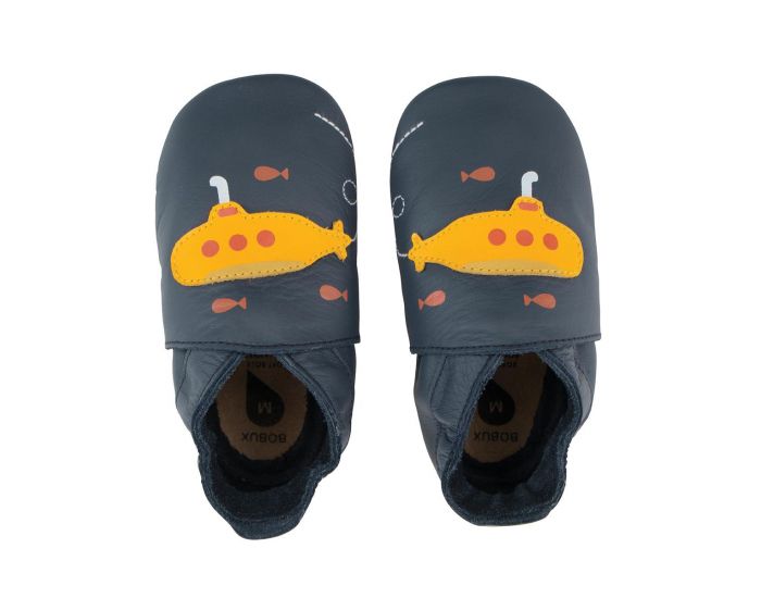 BOBUX Chaussons Bb Soft Soles en cuir - Marine Sous-Marin (1)