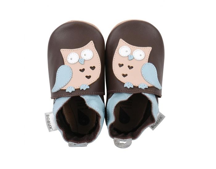 BOBUX Chaussons Bb Soft Soles en cuir - Hibou Brun (2)