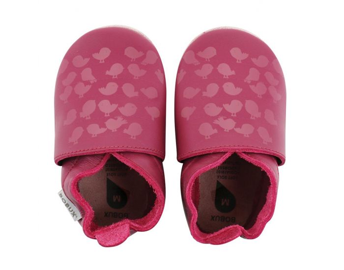 BOBUX Giants Chaussons Bb Soft Soles en cuir - Cerise oiseaux imprims (1)