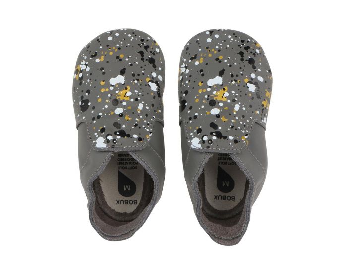 BOBUX Chaussons Bb Soft Soles en cuir - Spekkel Gris (1)
