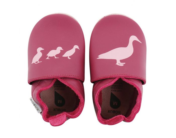BOBUX Chaussons Bb Soft Soles en cuir - Cerise canards imprims (1)